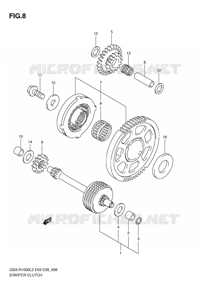 ROUE LIBRE DE DEMARREUR Suzuki MOTO 1000 GSX-R 2012  GSX-R1000L2(E03)
