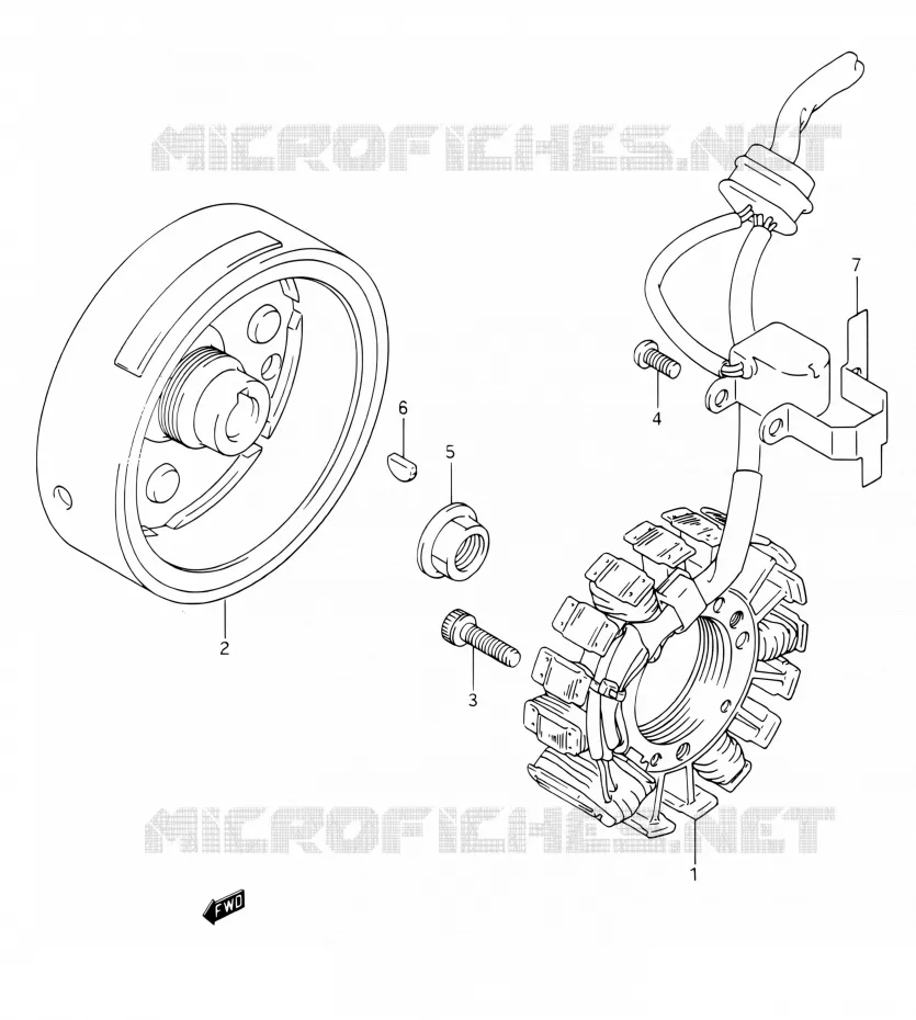 ALLUMAGE ROTOR - STATOR (MODELE L/M/N) Suzuki MOTO 350 DR 1991  DR350 M (E03,E28,E33)