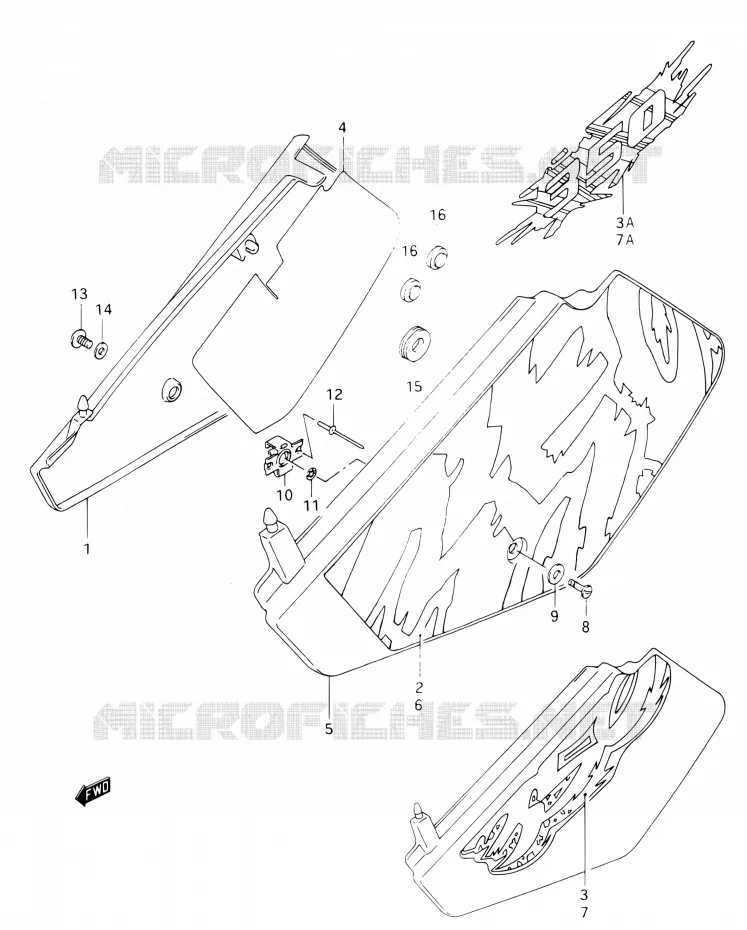 CARENAGES ARRIERE  (MODELE N/P/R) Suzuki MOTO 350 DR 1993  DR350 P (E03,E28,E33)