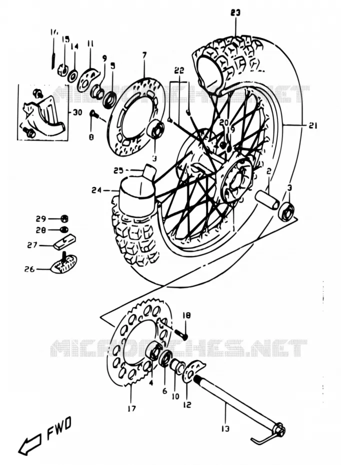 ROUE ARRIERE Suzuki MOTO 350 DR 1999  DR350 X (E01,E24)
