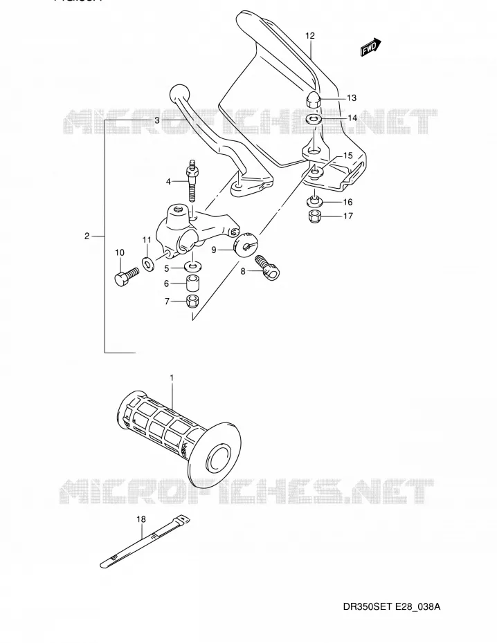ENSEMBLE LEVIER - POIGNEE GAUCHE (MODELE R/S/T) Suzuki MOTO 350 DR 1995  DR350SE S (E03,E28,E33)