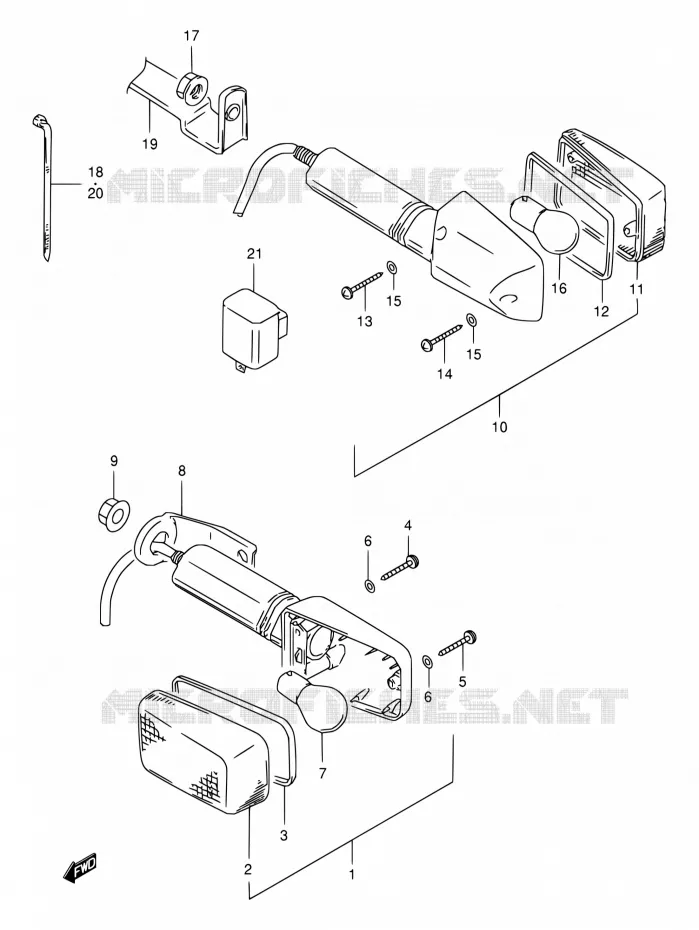 CLIGNOTANTS Suzuki MOTO 350 DR 1996  DR350SET(E24,E34)