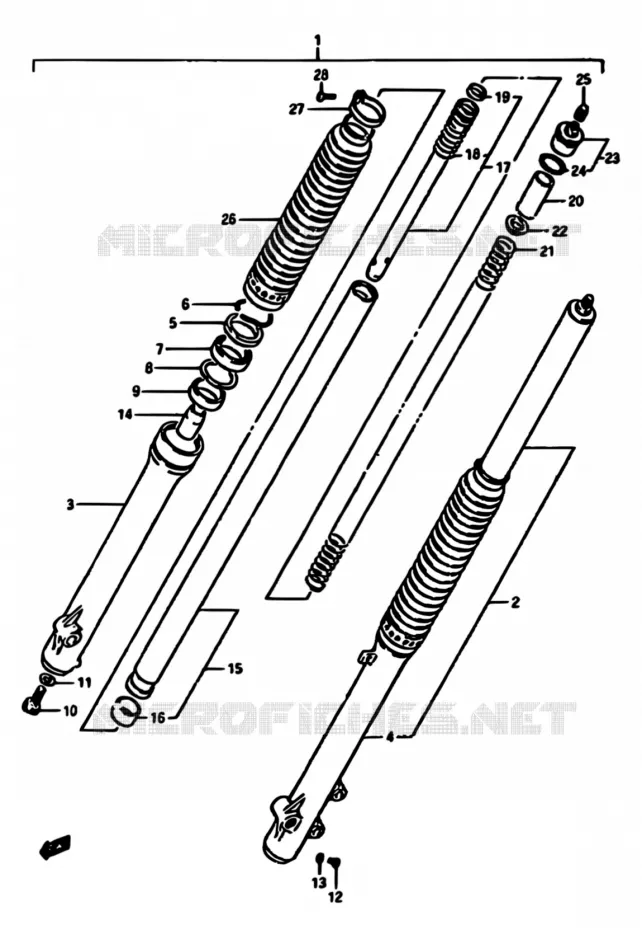 FOURCHE AVANT Suzuki MOTO 600 DR 1988  DR600S J/DR600SU J