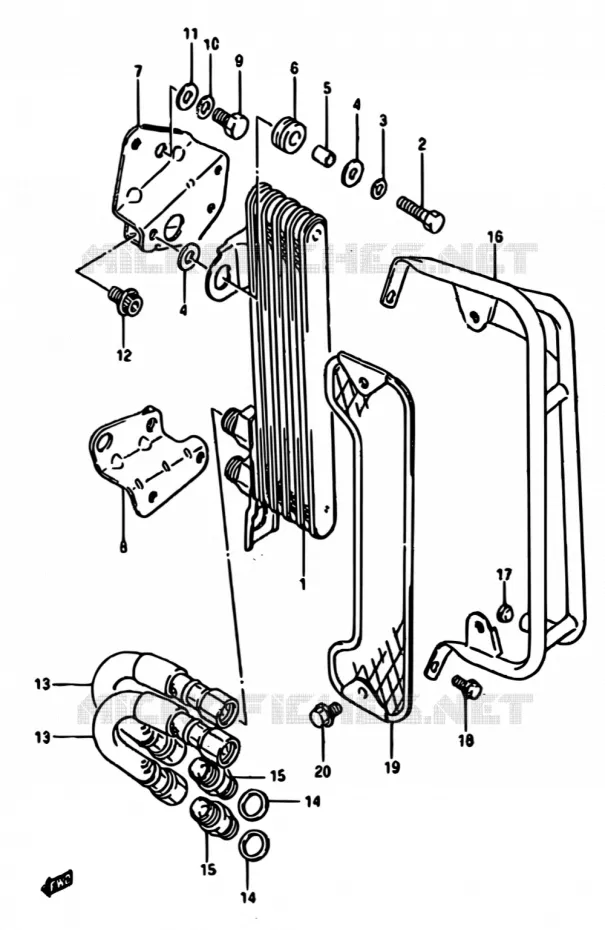 RADIATEUR D'HUILE Suzuki MOTO 600 DR 1989  DR600S K/DR600SU K