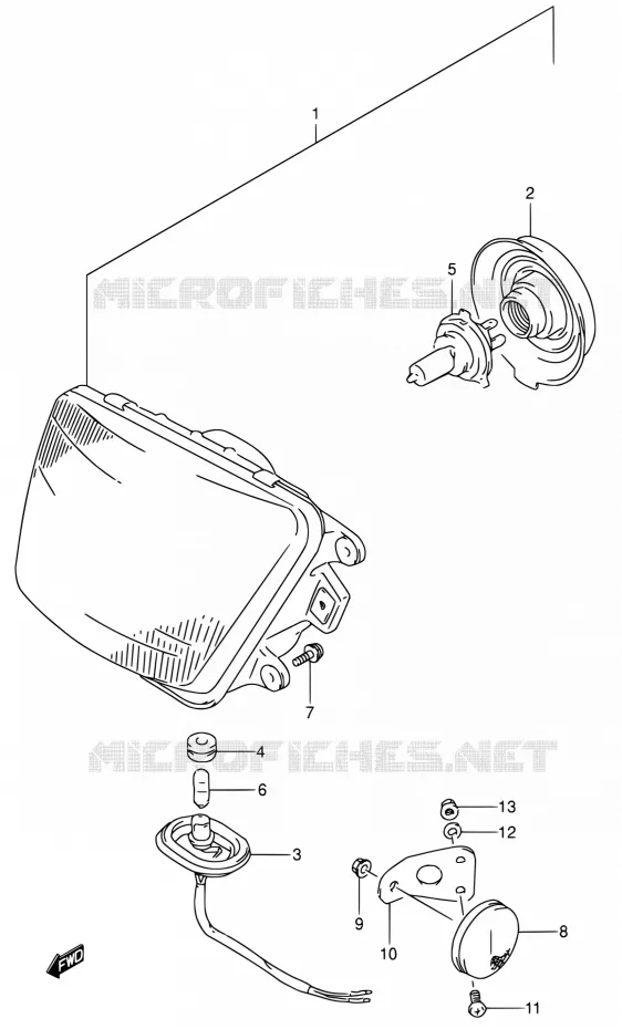 PHARE (MODELE M/N/P/R) Suzuki MOTO 650 DR 1991  DR650RSE M/DR650RSEU M