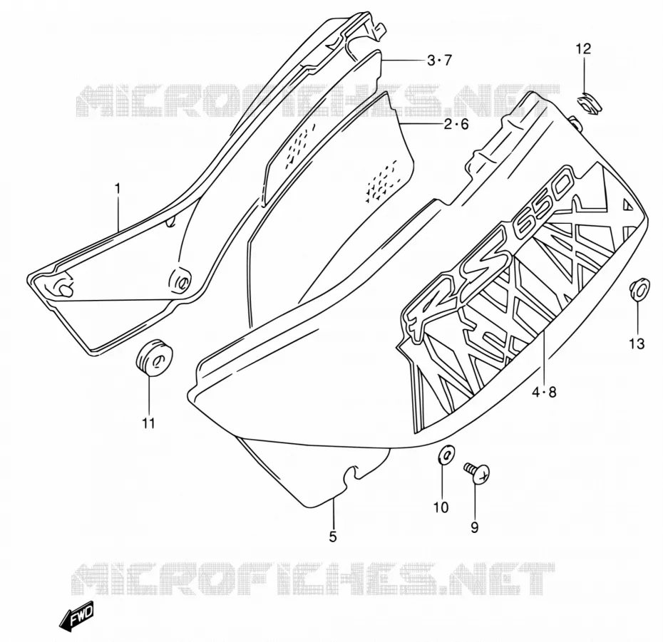 CARENAGES ARRIERE  (MODELE R/S) Suzuki MOTO 650 DR 1994  DR650RSE R/DR650RSEU R