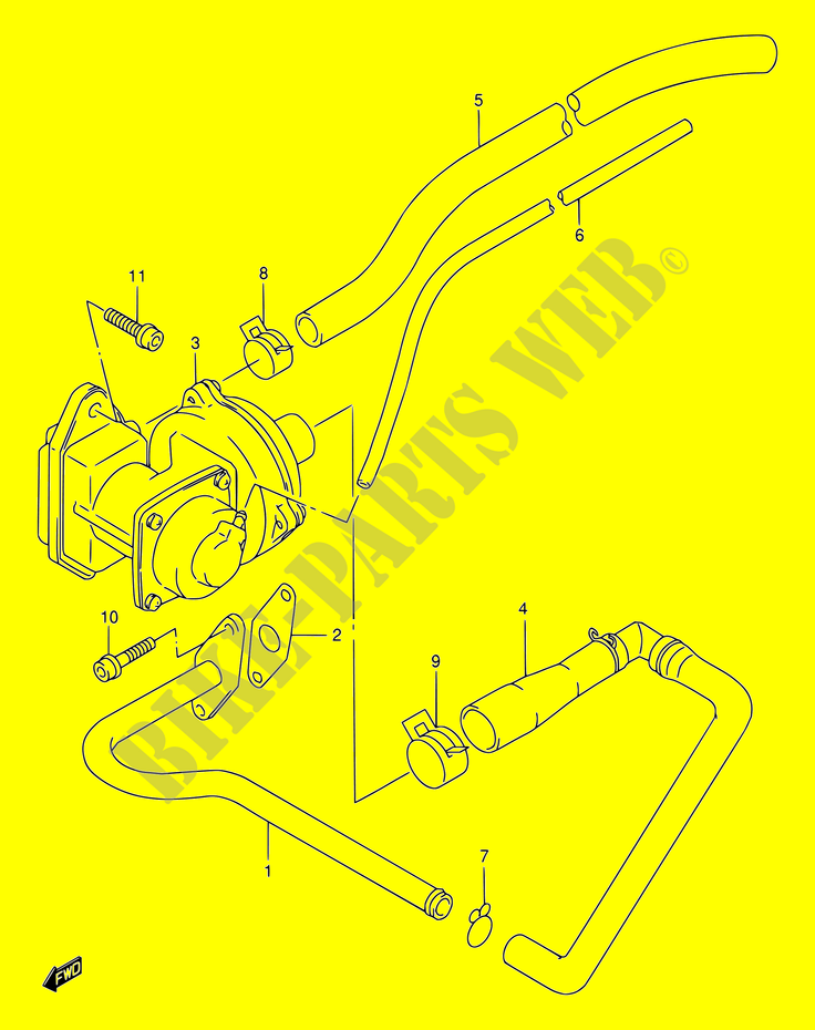 SYSTEME RECYCLAGE GAZ ECHAPPEMENT (E18) pour Suzuki DR 650 1996