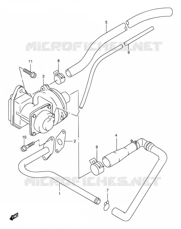 SYSTEME RECYCLAGE GAZ ECHAPPEMENT (E18) Suzuki MOTO 650 DR 1997  DR650SE V/DR650SEU V