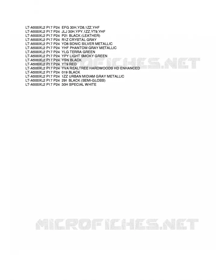 * CHARTE COULEUR * Suzuki QUAD 500 VINSON 2012  LT-A500XZL2(P17)