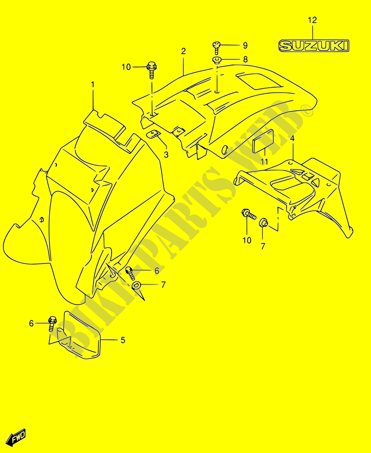 GARDE BOUE ARRIERE (MODELE K4/K5 E24) pour Suzuki DR 650 2001