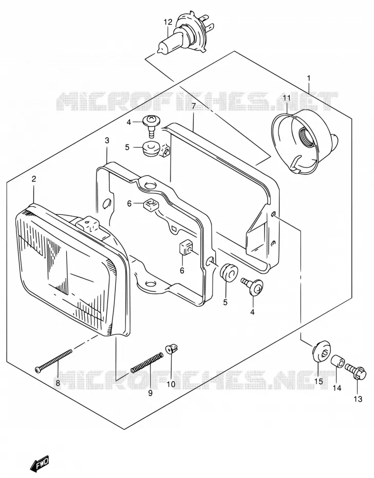 PHARE (MODELE K1 E24) Suzuki MOTO 650 DR 2001  DR650SE K1 (E04,E17,E24,E34)