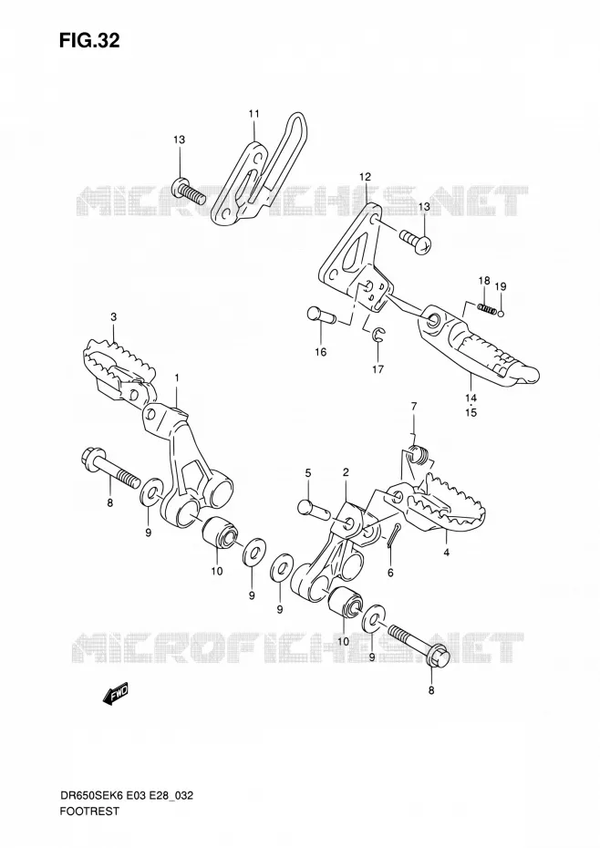 REPOSE PIED Suzuki MOTO 650 DR 2006  DR650SE K6 (E03,E28,E33)