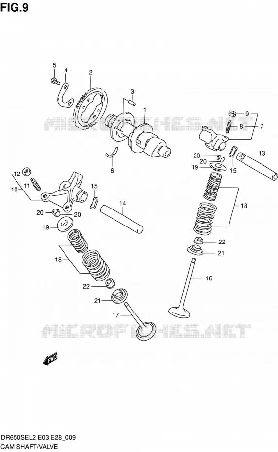 ARBRE A CAMES - VALVE Suzuki MOTO 650 DR 2012  DR650SE L2 (E03,E28,E33)