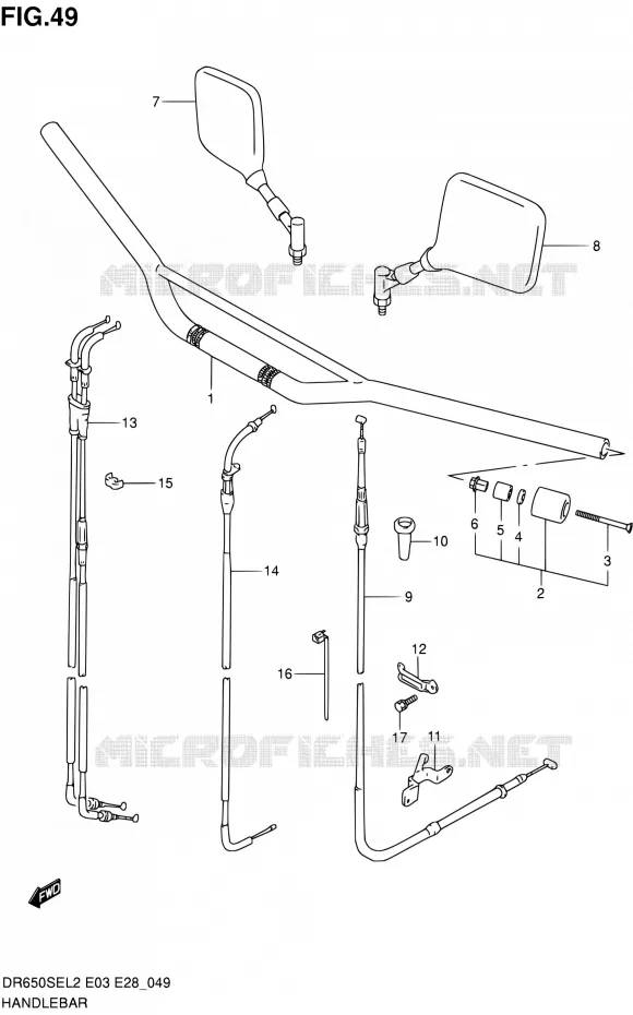GUIDON Suzuki MOTO 650 DR 2012  DR650SE L2 (E03,E28,E33)