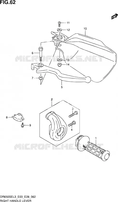 LEVIER DROIT Suzuki MOTO 650 DR 2013  DR650SE L3 (E03,E28,E33)