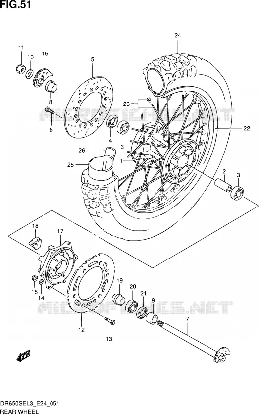 ROUE ARRIERE Suzuki MOTO 650 DR 2013  DR650SE L3 (E24)