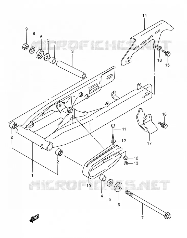BRAS OSCILLANT ARRIERE Suzuki MOTO 800 DR 1991  DR800S M/DR800SU M