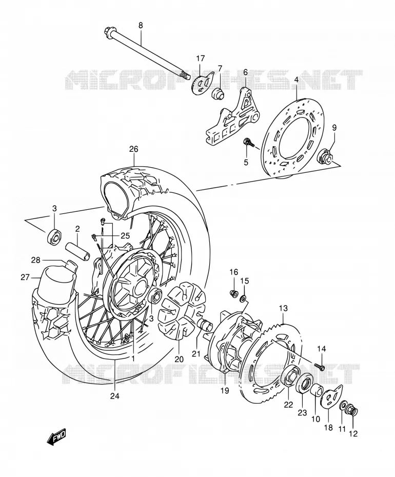 ROUE ARRIERE Suzuki MOTO 800 DR 1991  DR800S M/DR800SU M
