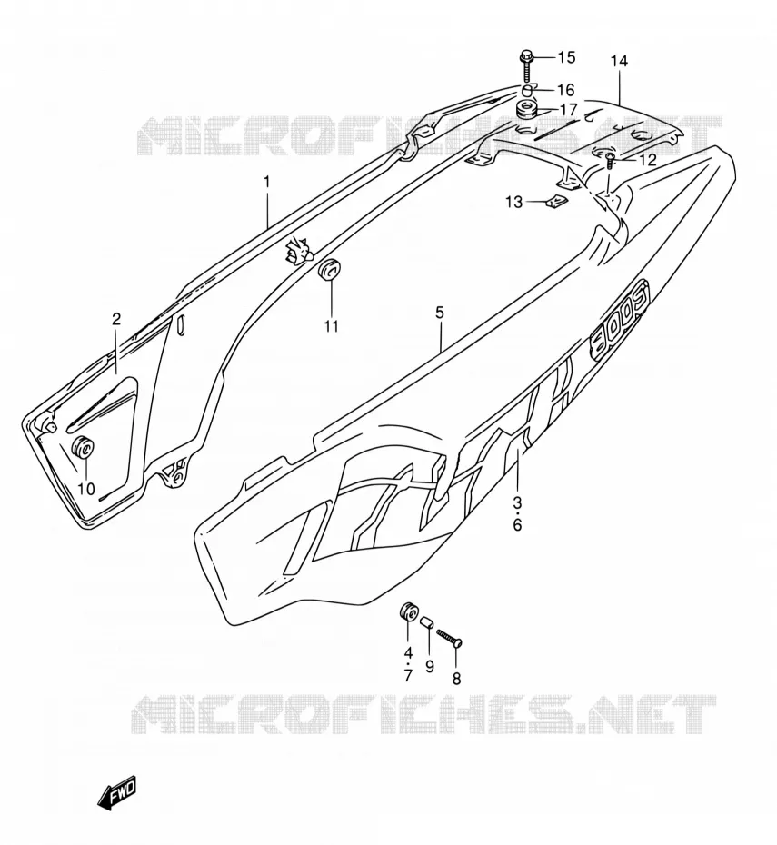 CARENAGES ARRIERE  (MODELE P) Suzuki MOTO 800 DR 1993  DR800S P/DR800SU P