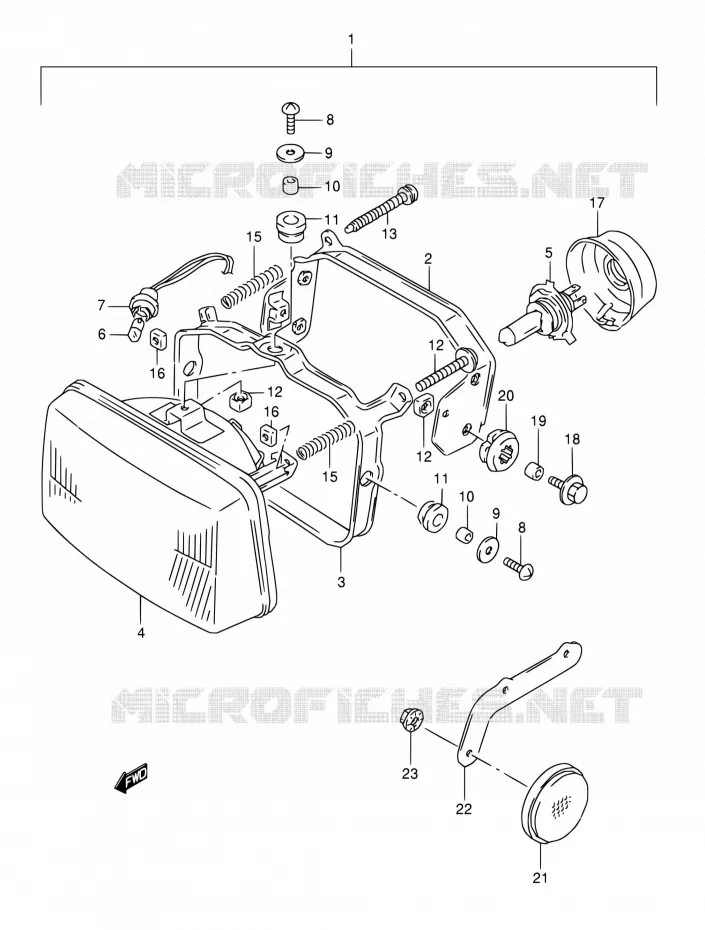 PHARE (MODELE M/N/P) Suzuki MOTO 800 DR 1993  DR800S P/DR800SU P