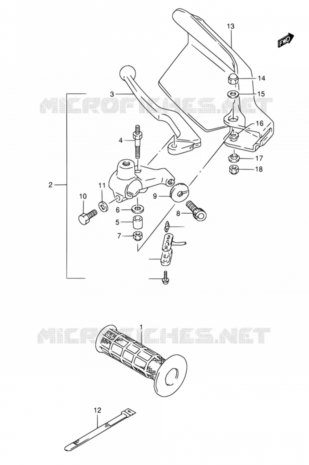 ENSEMBLE LEVIER - POIGNEE GAUCHE Suzuki MOTO 800 DR 1994  DR800S R/DR800SU R