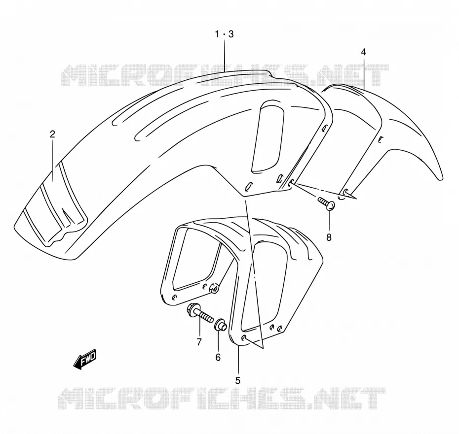 GARDE BOUE AVANT (MODELE M/N/P/R/S) Suzuki MOTO 800 DR 1994  DR800S R/DR800SU R