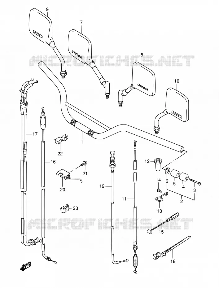 GUIDON (MODELE M/N/P/R) Suzuki MOTO 800 DR 1994  DR800S R/DR800SU R