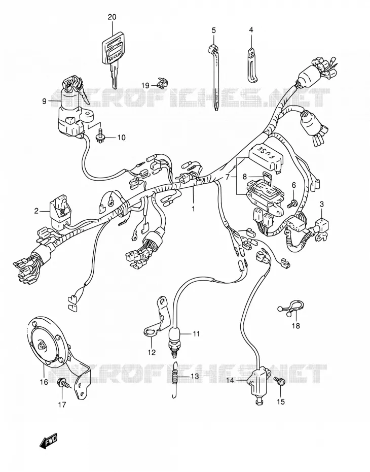 FAISCEAU ELECTRIQUE (MODELE S) Suzuki MOTO 800 DR 1995  DR800S S/DR800SU S