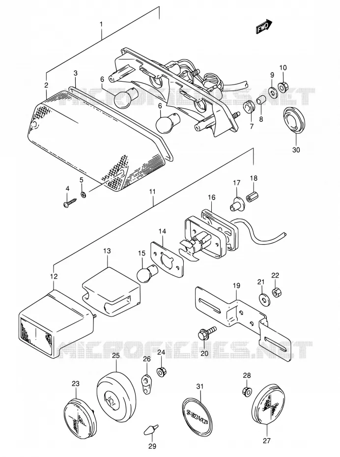 FEU ARRIERE (MODELE M/N/P/R/S) Suzuki MOTO 800 DR 1995  DR800S S/DR800SU S