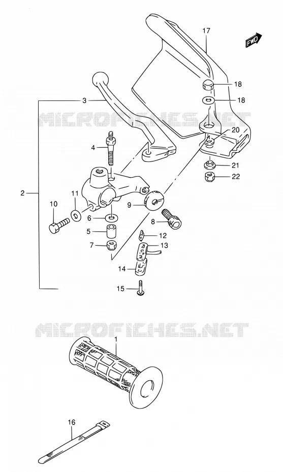 ENSEMBLE LEVIER - POIGNEE GAUCHE Suzuki MOTO 800 DR 1997  DR800S V/DR800SU V