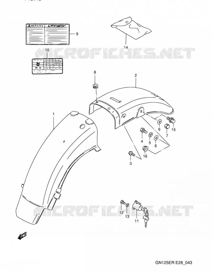 GARDE BOUE ARRIERE Suzuki MOTO 125 GN 1994  GN125E R (E03,E28,E33)