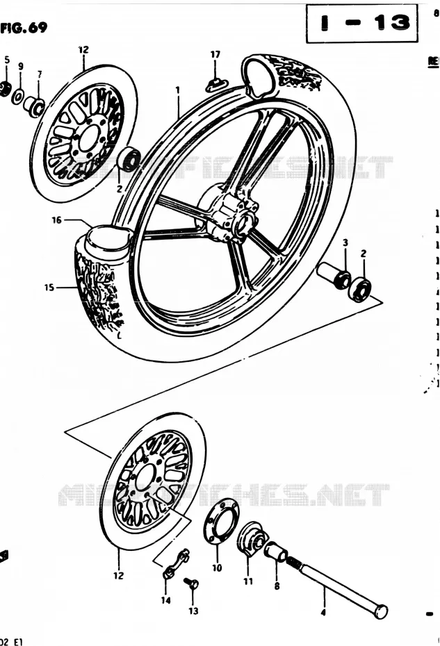 ROUE AVANT (MODELE D E34) Suzuki MOTO 450 GS-E 1982  GS450EZ