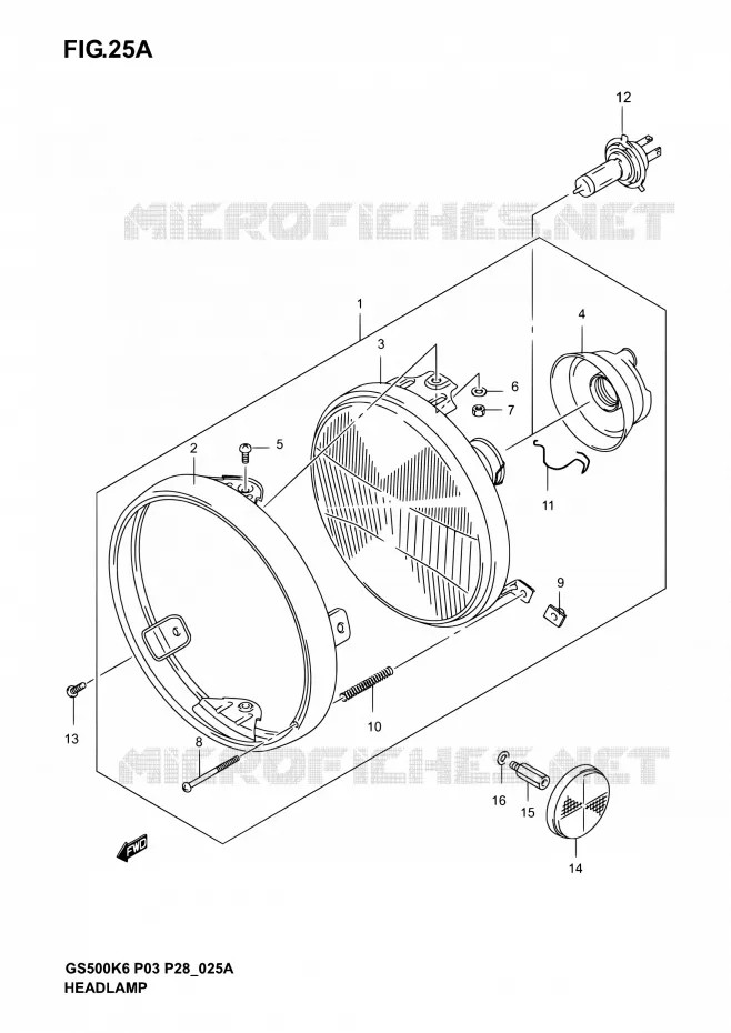 PHARE (GS500K4/K5/K6 P28) Suzuki MOTO 500 GS-E 2003  GS500 K3 (P03,P28,P33)