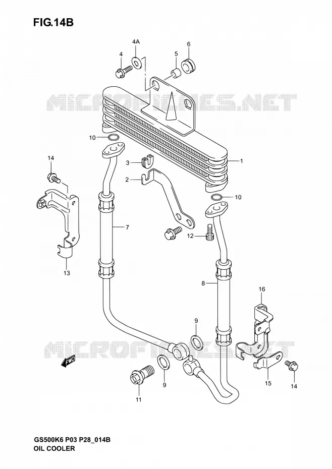 RADIATEUR D'HUILE (GS500F) Suzuki MOTO 500 GS-E 2003  GS500 K3 (P03,P28,P33)