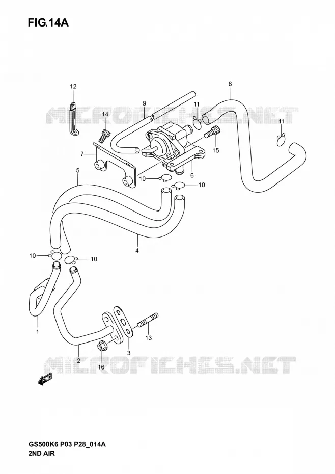 SYSTEME RECYCLAGE GAZ ECHAPPEMENT (GS500F P33/GS500FK6 P03/GS500/FK6 P28) Suzuki MOTO 500 GS-E 2004  GS500 K4/GS500F K4 (P03,P28,P33)