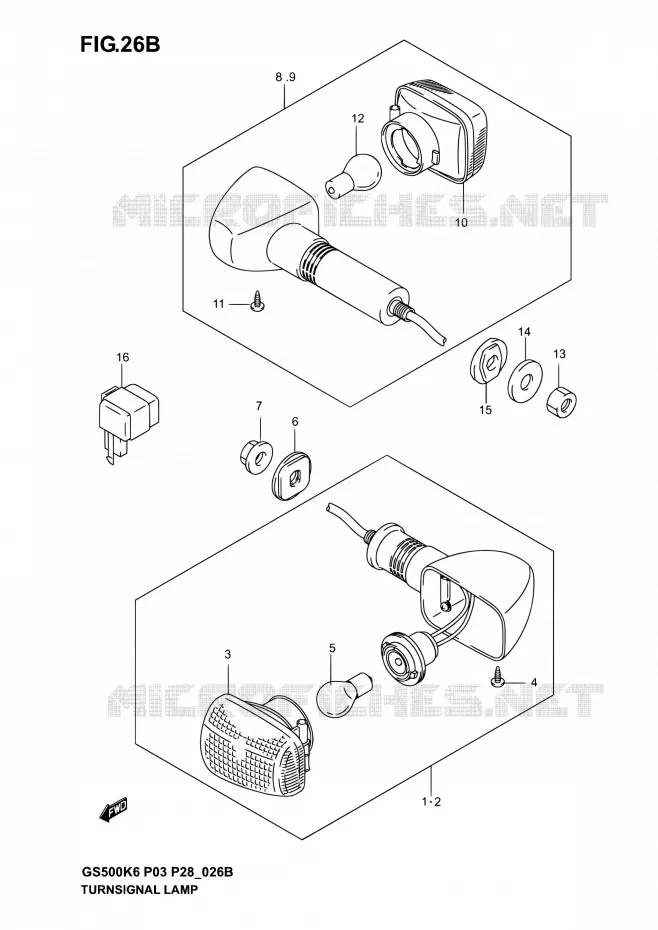 CLIGNOTANTS (GS500FK4/K5/K6) Suzuki MOTO 500 GS-E 2005  GS500 K5/GS500F K5 (P03,P28,P33)