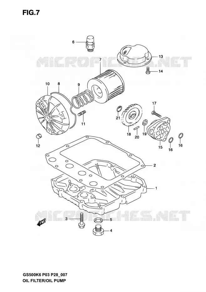 FILTRE A HUILE - POMPE A HUILE Suzuki MOTO 500 GS-E 2006  GS500 K6/GS500F K6 (P03,P28,P33)