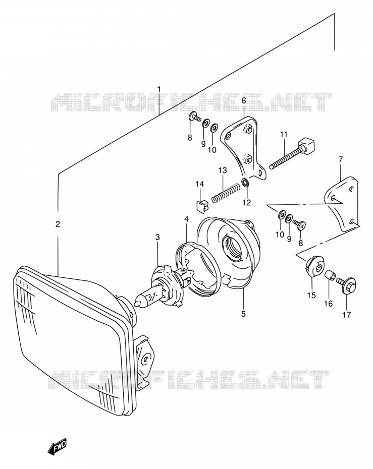PHARE (P09) Suzuki MOTO 500 GS-E 1994  GS500E R/GS500EU R (E02,E04,P09,E18,E21,E22,E24,E25,E34,E37,E39,E53)