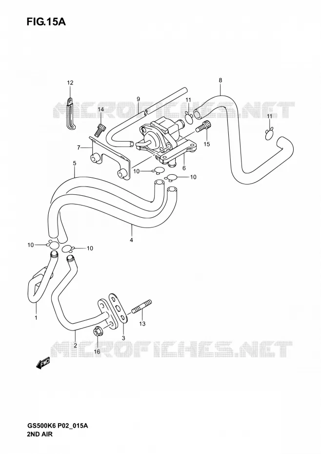 SYSTEME RECYCLAGE GAZ ECHAPPEMENT (MODEL K4/K5/K6 P02, P19, P54) Suzuki MOTO 500 GS-F 2005  GS500F K5 (P02,P19,P24,P54)
