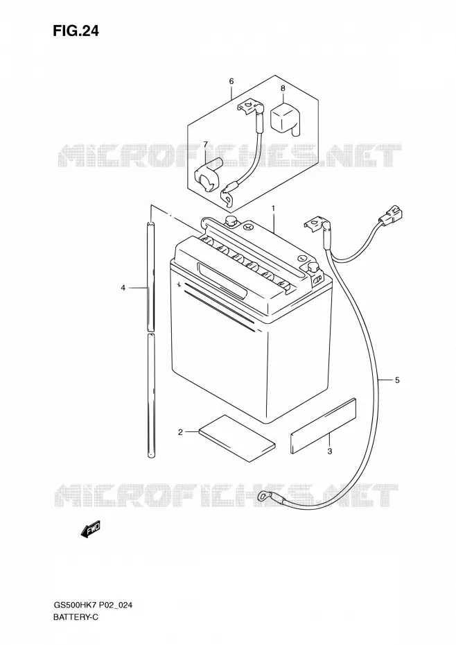BATTERIE Suzuki MOTO 500 GS-F 2007  GS500FH K7 (P02,P19,P54)