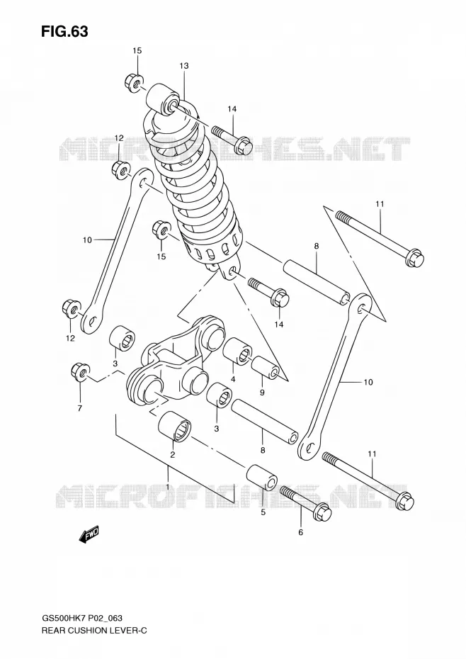 BIELLETTE D'AMORTISSEUR Suzuki MOTO 500 GS-F 2007  GS500FH K7 (P02,P19,P54)