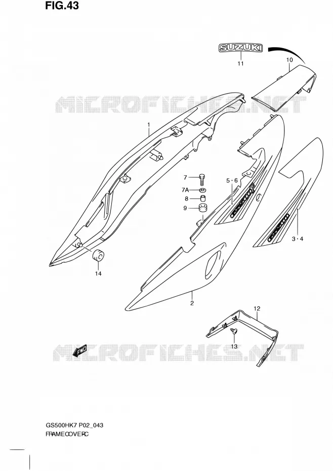 CARENAGES ARRIERE (MODEL K7) Suzuki MOTO 500 GS-F 2007  GS500FH K7 (P02,P19,P54)