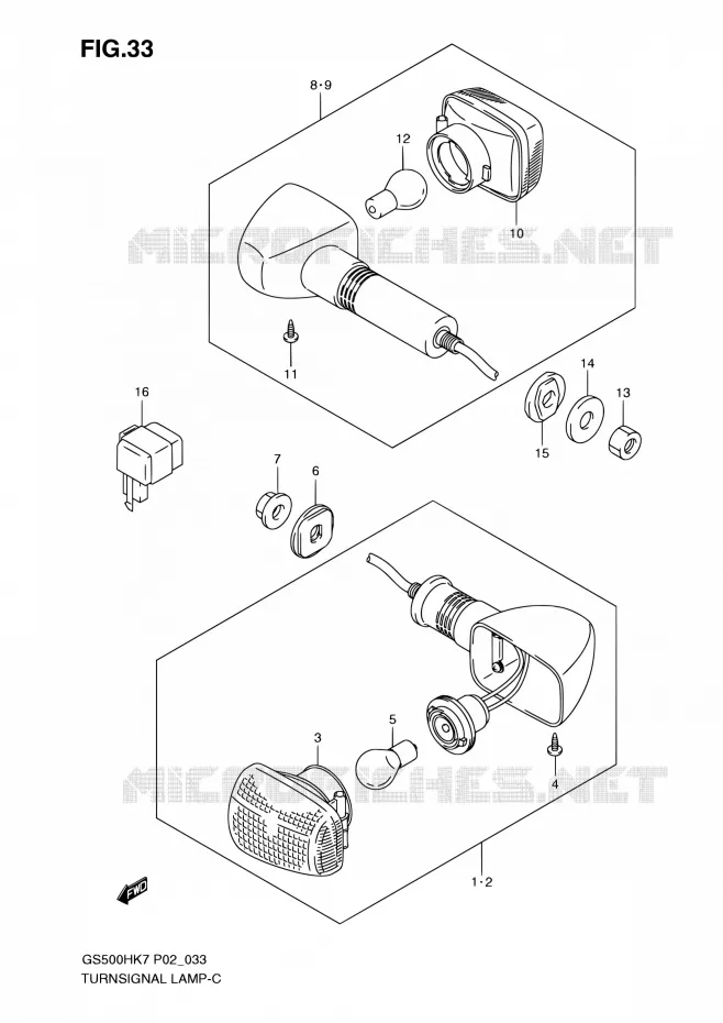 CLIGNOTANTS (GS500FH P02, P19, P24, P54, GS500FM P19) Suzuki MOTO 500 GS-F 2007  GS500FH K7 (P02,P19,P54)