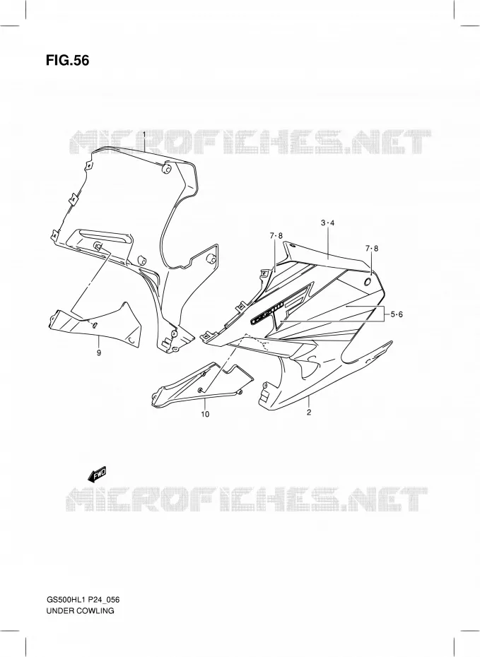 CARENAGES INFERIEUR (FLANCS) (GS500FH) Suzuki MOTO 500 GS-F 2011  GS500FHL1(P24)