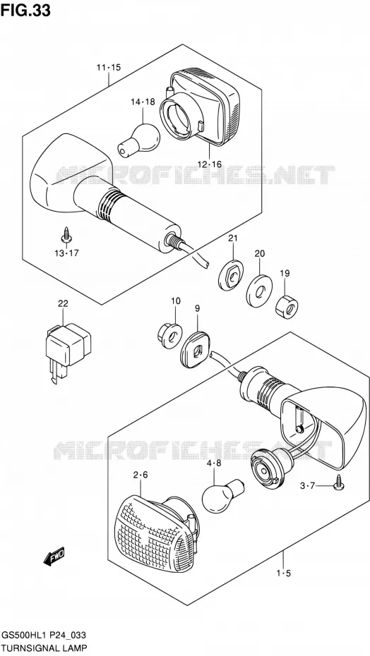 CLIGNOTANTS (GS500FH) Suzuki MOTO 500 GS-E 2011  GS500HL1(P24)