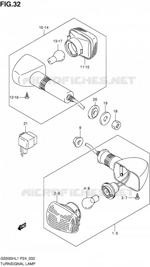 CLIGNOTANTS (GS500H) Suzuki MOTO 500 GS-E 2011  GS500HL1(P24)