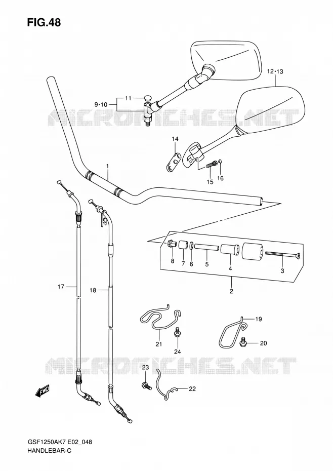 GUIDON (MODEL K7/K8/K9) Suzuki MOTO 1250 BANDIT 2009  GSF1250 K9 (E02,E19,E24,E37)