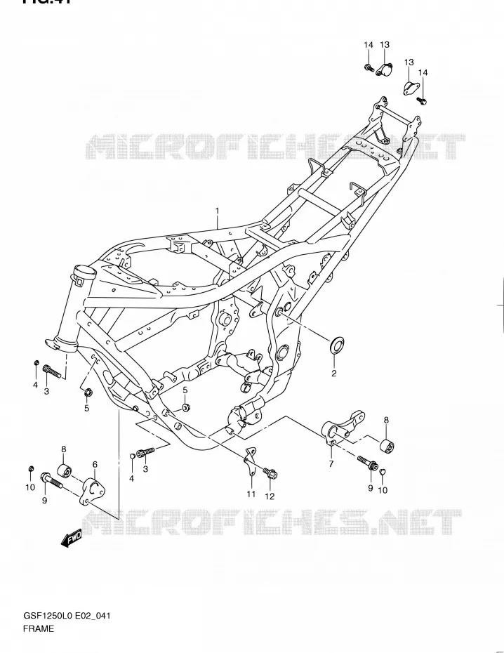 CADRE Suzuki MOTO 1250 BANDIT 2011  GSF1250 L0 (E02,E19,E24)