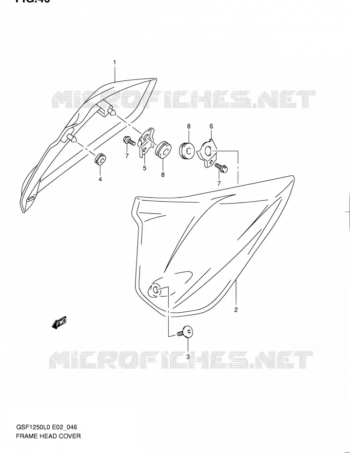 COUVERCLES DE CADRE AVANT Suzuki MOTO 1250 BANDIT 2012  GSF1250 L0 (E02,E19,E24)