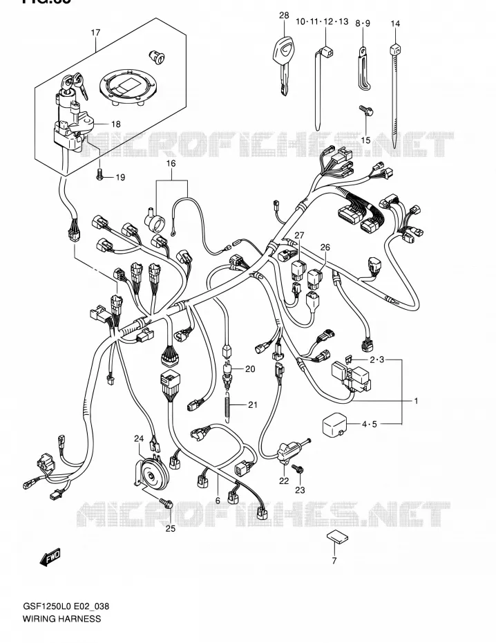 FAISCEAU ELECTRIQUE (GSF1250L0) Suzuki MOTO 1250 BANDIT 2011  GSF1250 L0 (E02,E19,E24)